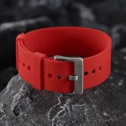 Sport Fashion Waterproof Silicone Watch Strap - Soft Rubber Wristband - 22mm (Red)
