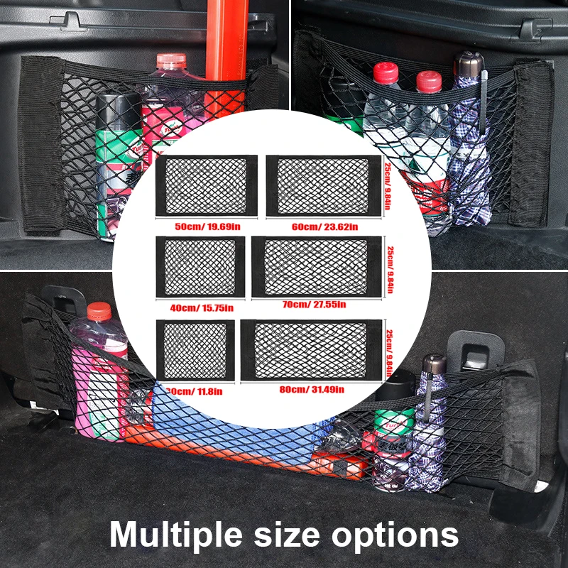 

1/2/6 pcs Car Back Rear Trunk Storage Net Mesh Auto Organizer Elastic String Net Magic Sticker Pocket Bag Car Trunk Organizer