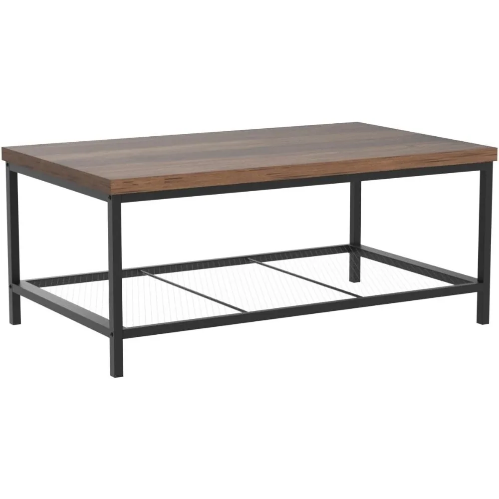 

Best Choice Products 44in Modern Coffee Table, Large 2-Tier Industrial Rectangular Wood Grain Top Coffee Table