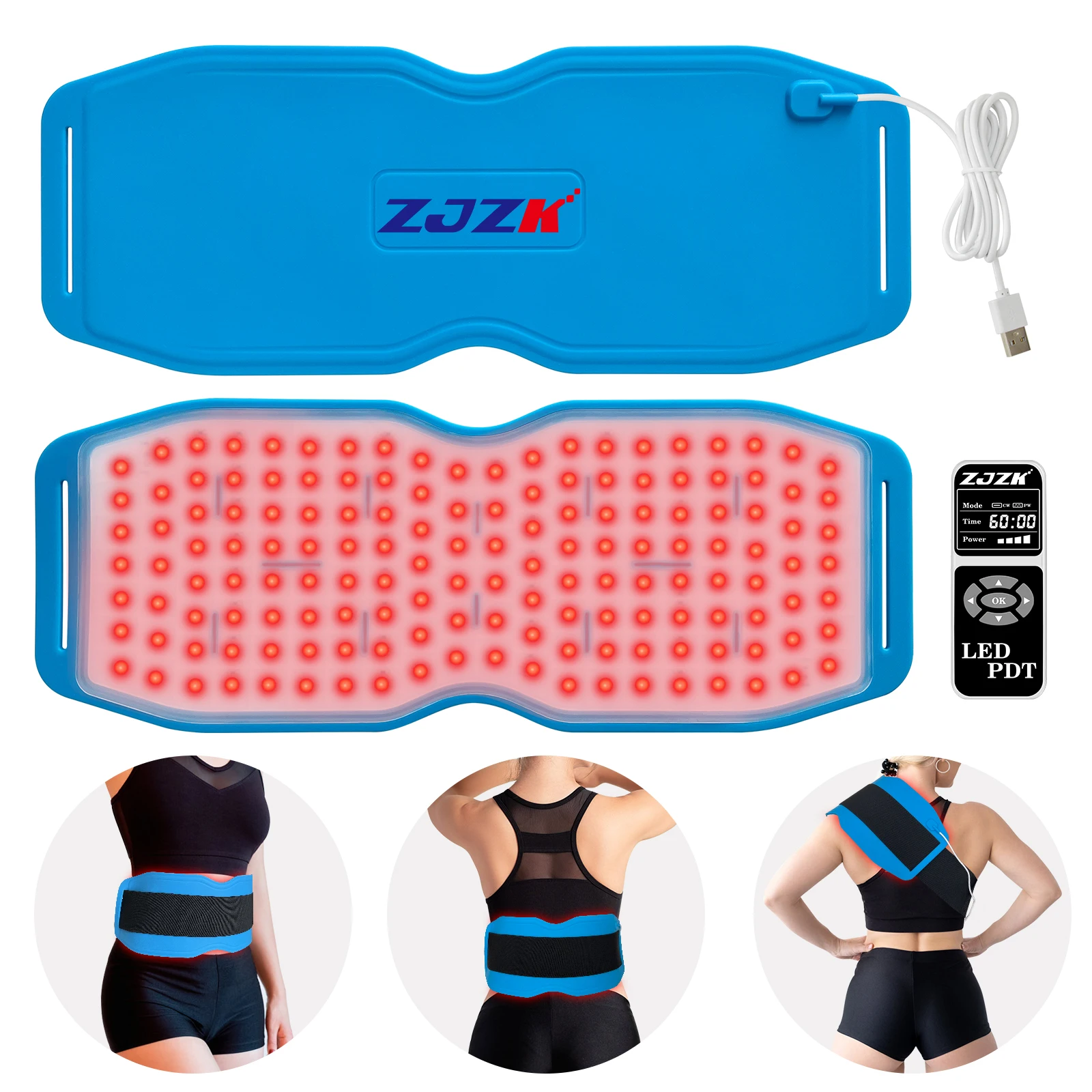 

ZJZK 660nm light therapy pad 850nmx150chips+940nmx150chips relief infrared led panel ankles promoting cell growth and repair