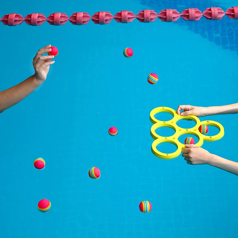 Water Toys Floating Table With 12 Rainbow Balls Pool Game Set Pool Water Throwing Game Fun Gifts for Teens Adults And Family