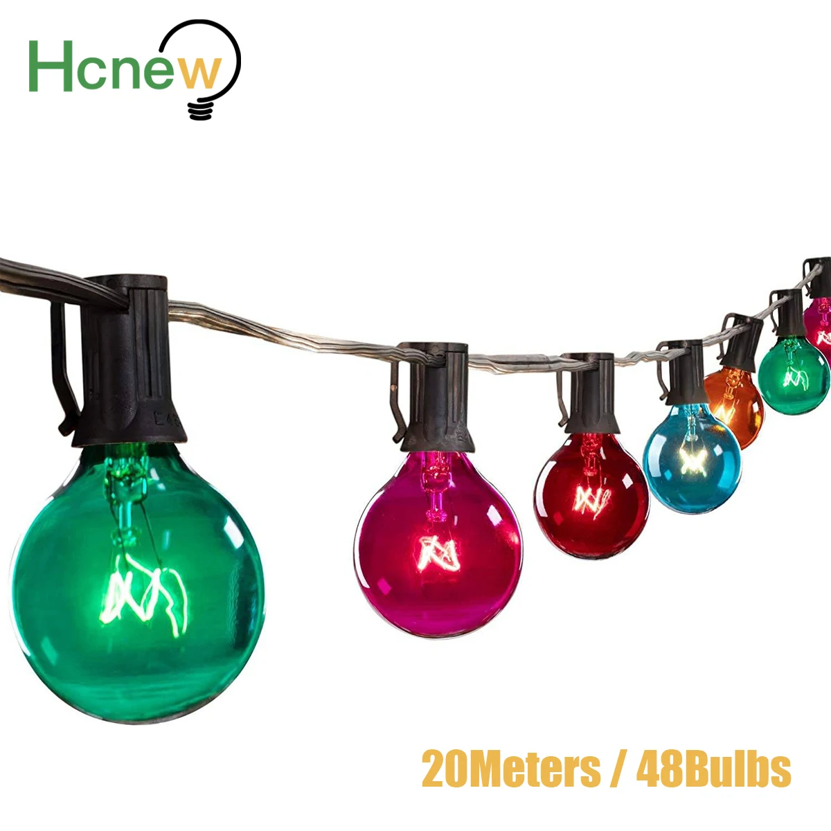 

20M G40 RGB Colored String Light E12 7W Wedding Christmas Decorative Led Vintage outdoor Festoon Garlands Street Fairy Lighting
