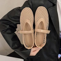 In Summer, Wear Round Toe, Straight Buckles, Casual and Comfortable, Women's Flats, Cut-out Mary Jane Single Shoes,fishnet Shoes 1