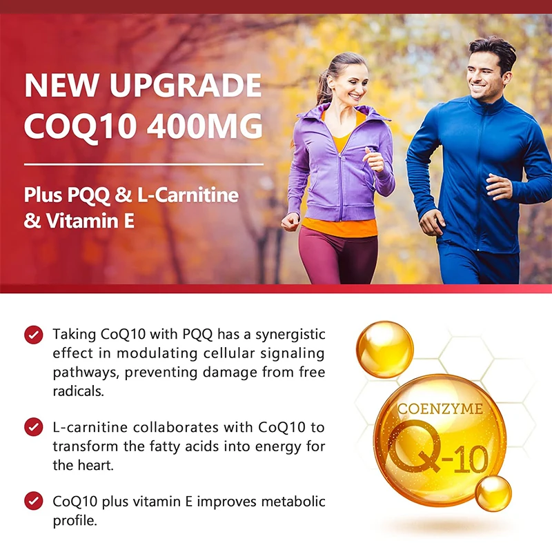 Coq10 Capsules CoQ10 Capsules (Ubiquinone) 400mg with PQQ Antioxidant Support for Brain Heart & Energy Health &ndash; Coenzyme Q10 Supplement