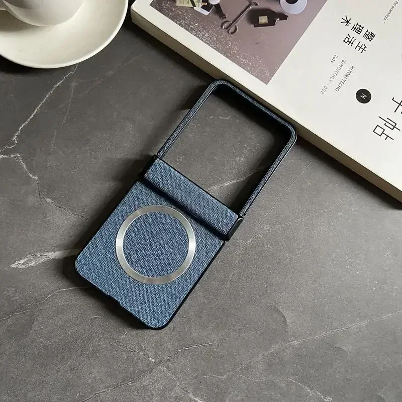 Luxury Magnetic Magsafe Wireless Charging Hinge Case with Cloth Texture - Shockproof and Durable Cover