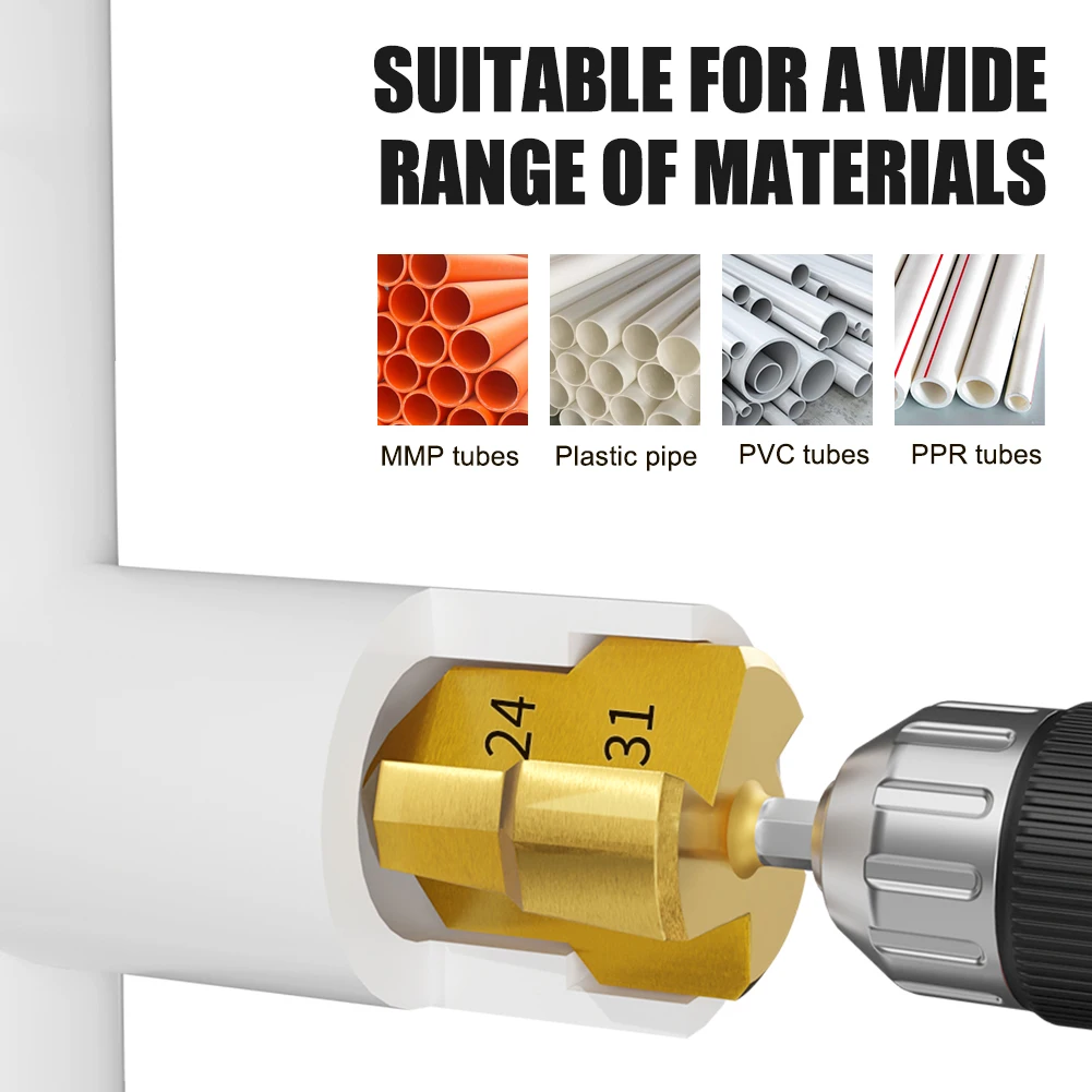 Step drill bit 1-3Pcs PPR Lifting Stepped Drill Bit Hexagon Shank Water Pipe Connection Tool 20/25/32mm