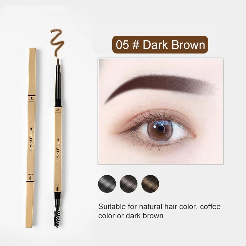 Waterproof Matte Eyebrow Pencil With Brush Long Lasting Tint_voghion.com