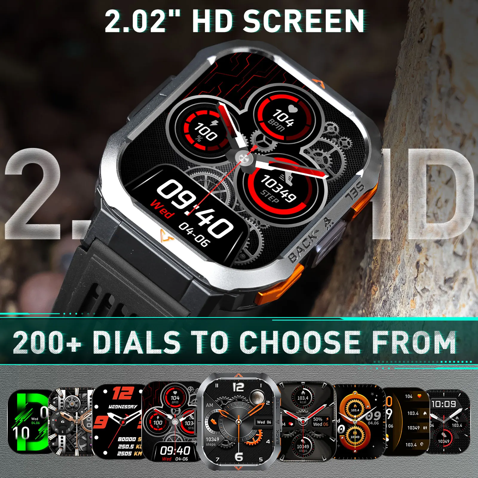 EIGIIS Smart Watch 3ATM Waterproof 2.02" TFT S50 Men Sport With Compass And LED Flashlight Health Monitoring Fitness Tracking Bl - Image 3