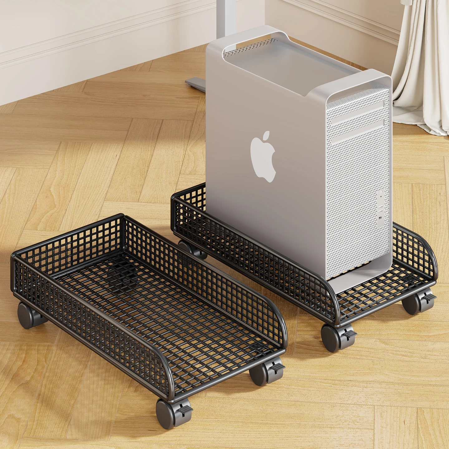 데스크탑 컴퓨터 호스트 케이스 스탠드 사무실 책상 아래 높이 조절 가능 수납 ..