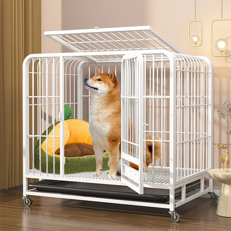 HeavyDutyMetalDogCagewithWheels95x85x65cmLargeDogKennelCrate