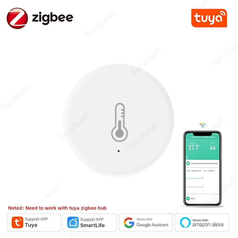 

Tuya Zigbee Temperature And Humidity Sensor APP Remote Monitor For Smart Home Automation Works With Alexa Google Assistant