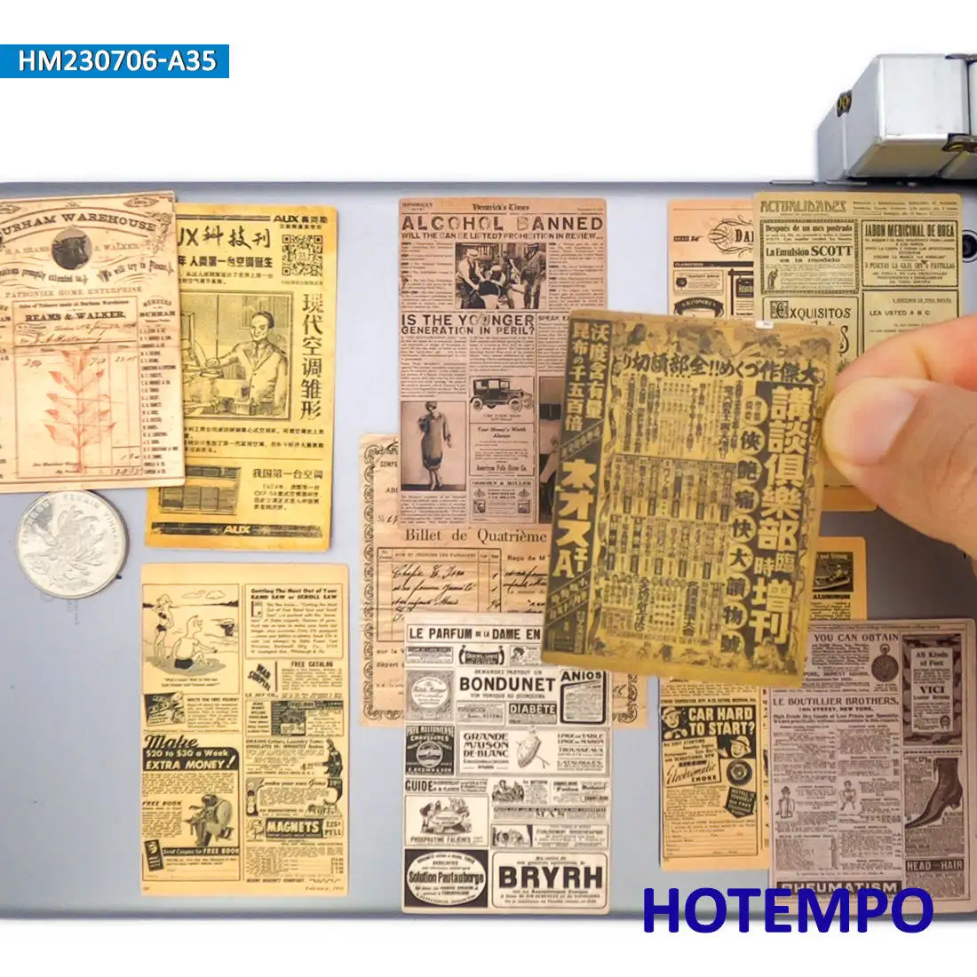10/20/35 Stück, Pergament-Stil, Retro-Zeitungsplakatkarte, Lustige Kunstaufkleber, für scrapbook, gepäck, fahrrad, auto, telefon, motorrad, gitarre, skateboard, Laptop-Aufkleber – Detail 4