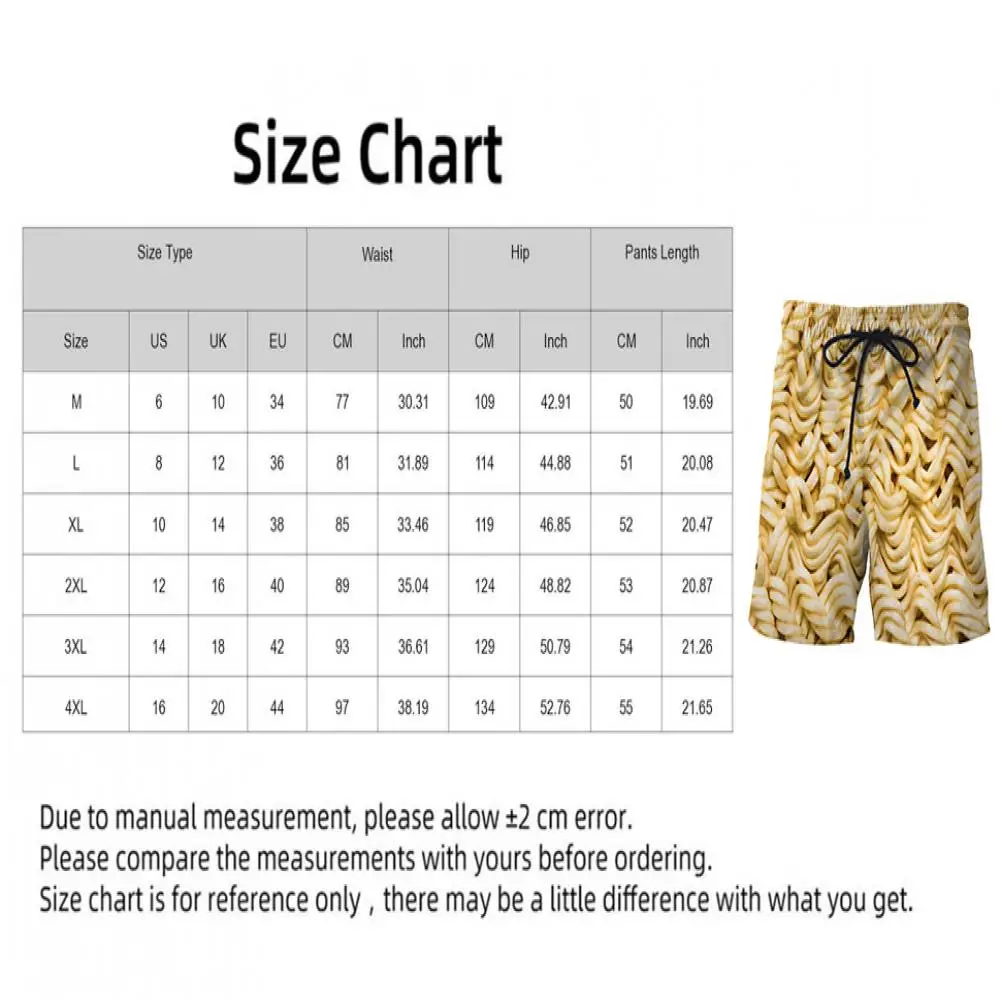 Description Picture 3 of itemElastic Waist Drawstring Shorts High-quality Men's Summer Beach Shorts with Elastic Waist Food Print Design for Leisure