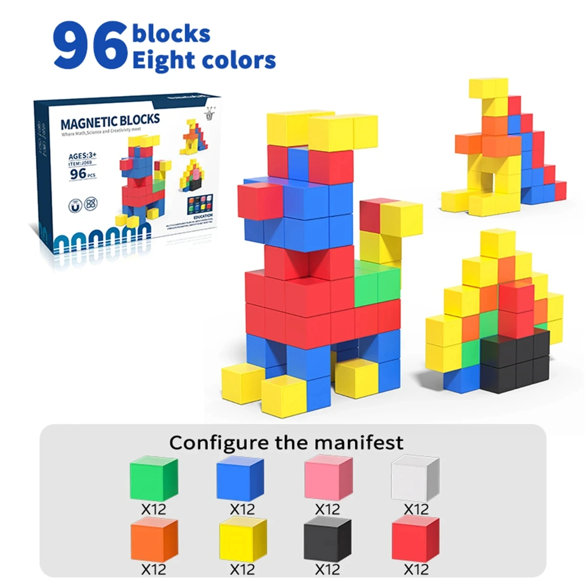 Magnetic STEM Building Blocks Kids Ages 3+ Safe Educational Toys Boost Brain Development Creativity & Problem-Solving magnetic building blocks,magnetic assembly toy,magnetic alphabet toys