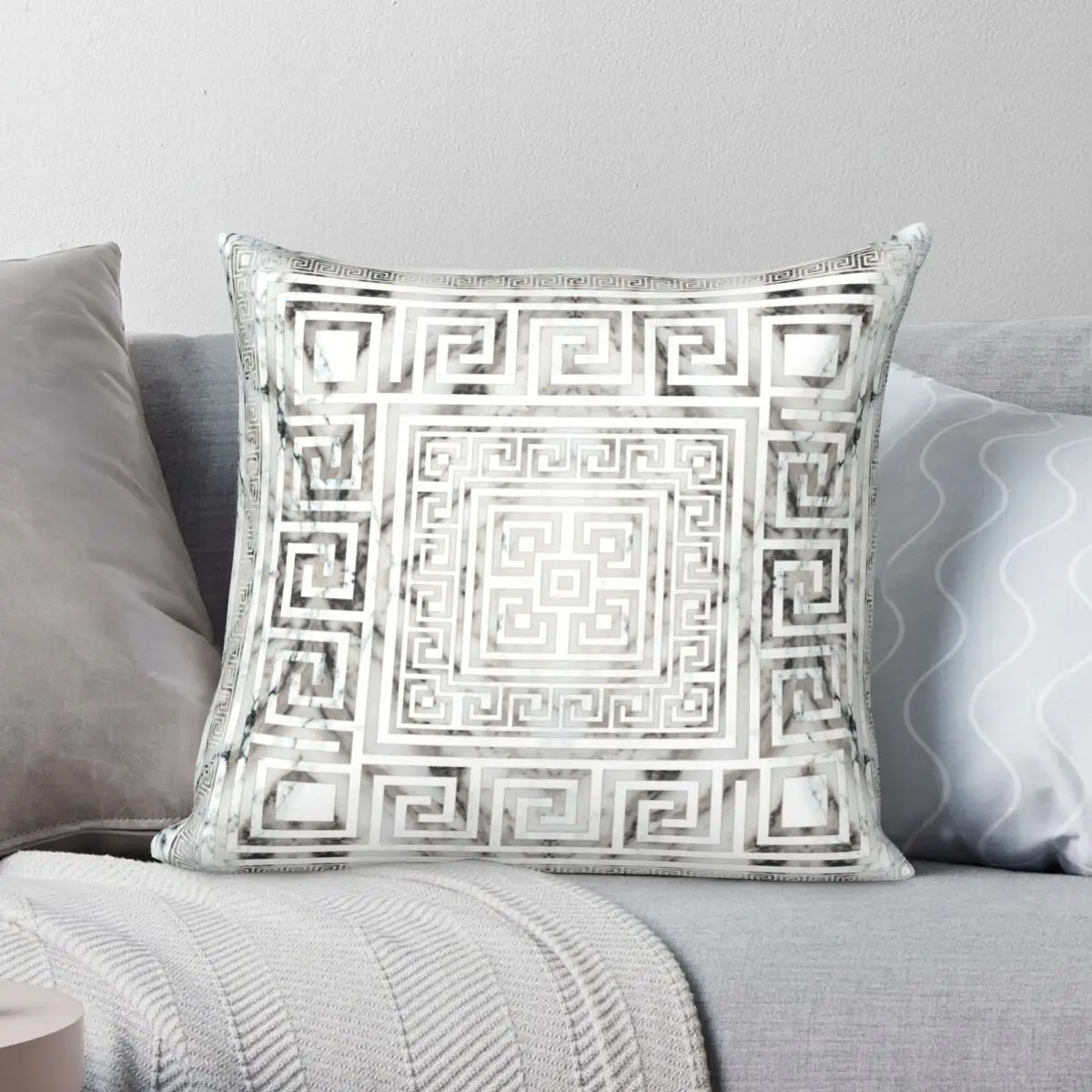 

Greek Meander Square Pillowcase Polyester Linen Velvet Creative Zip Decor Throw Pillow Case Bed Cushion Cover