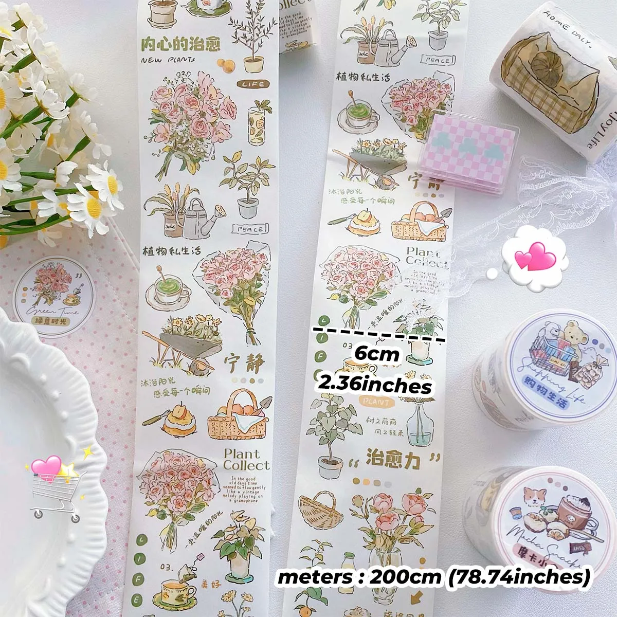 Korean Style Washi Tape Salty Minimalist Scrapbook Stickers DIY Craft Decor Supplies Aesthetic Sticker Tapes 2