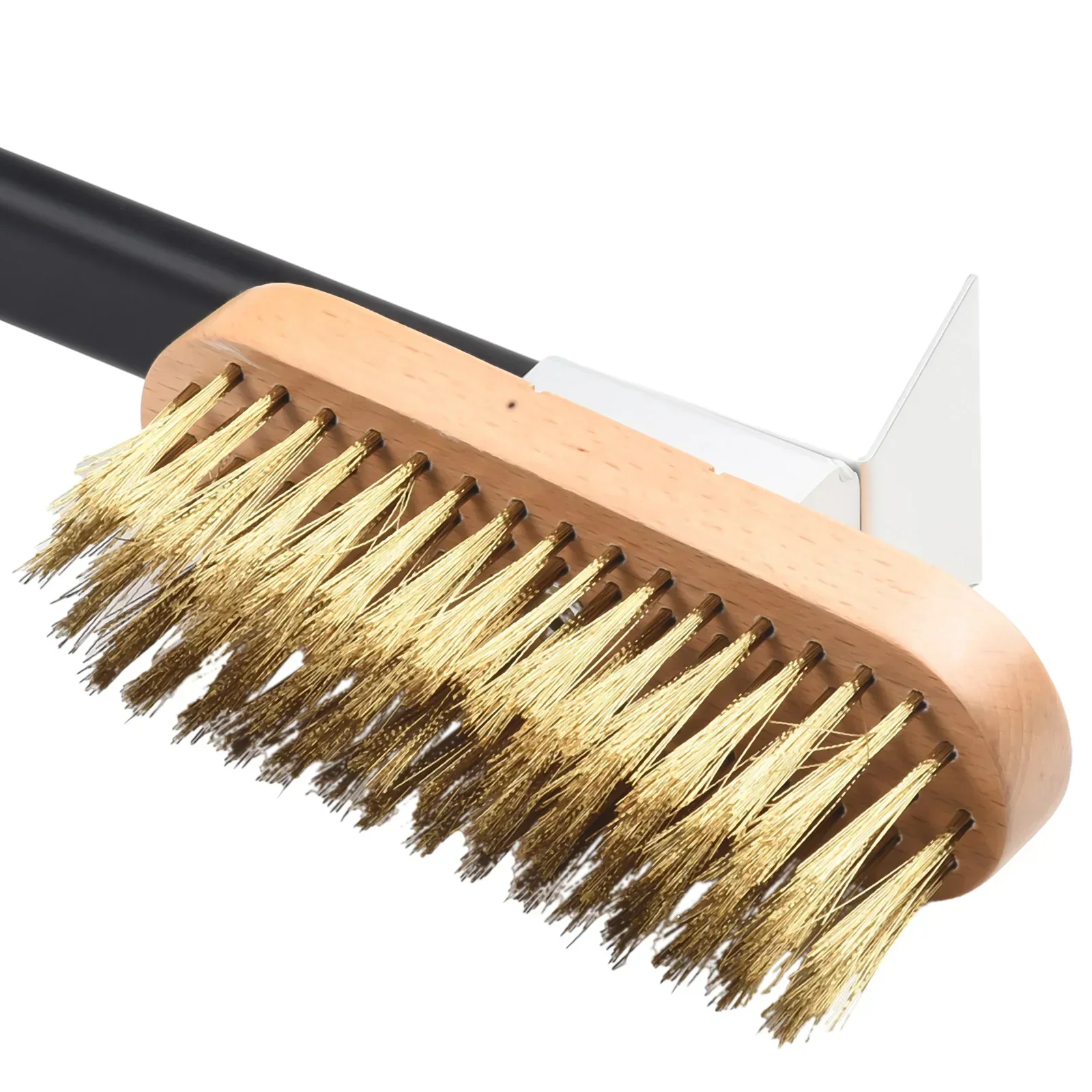 Adjustable Length Pizza Oven Brush with Scraper Brass Bristles for Efficient Cleaning Perfect Accessory for Ovens or Grills