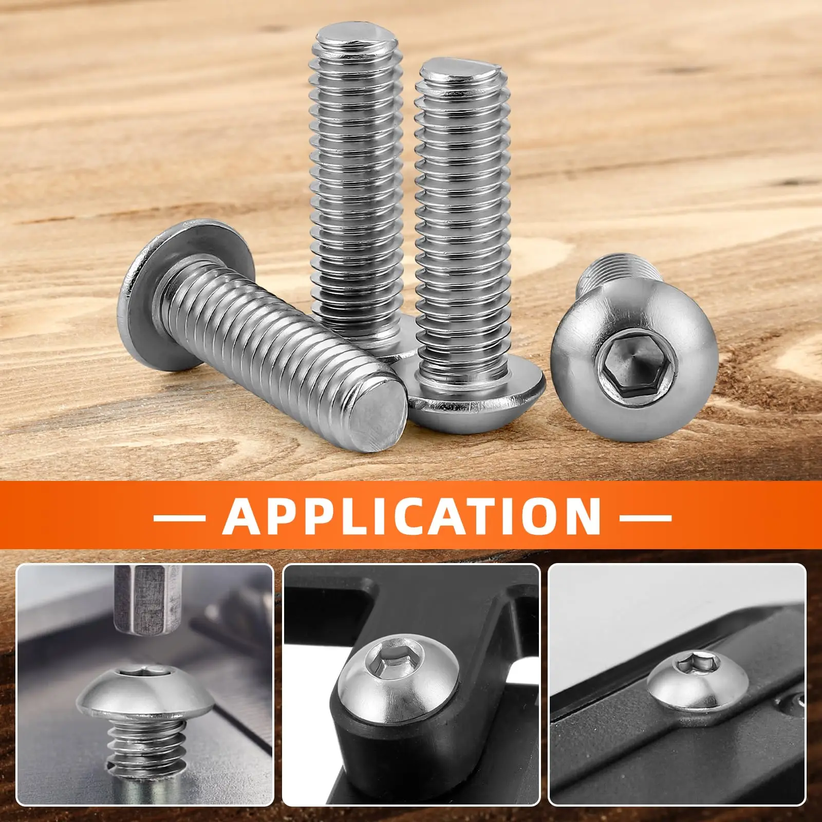 thumbnail image 2 of M10-1.5 X 16mm (10 Pcs) Button Head Socket Cap Screws Bolts, 18/8... 2 of 11