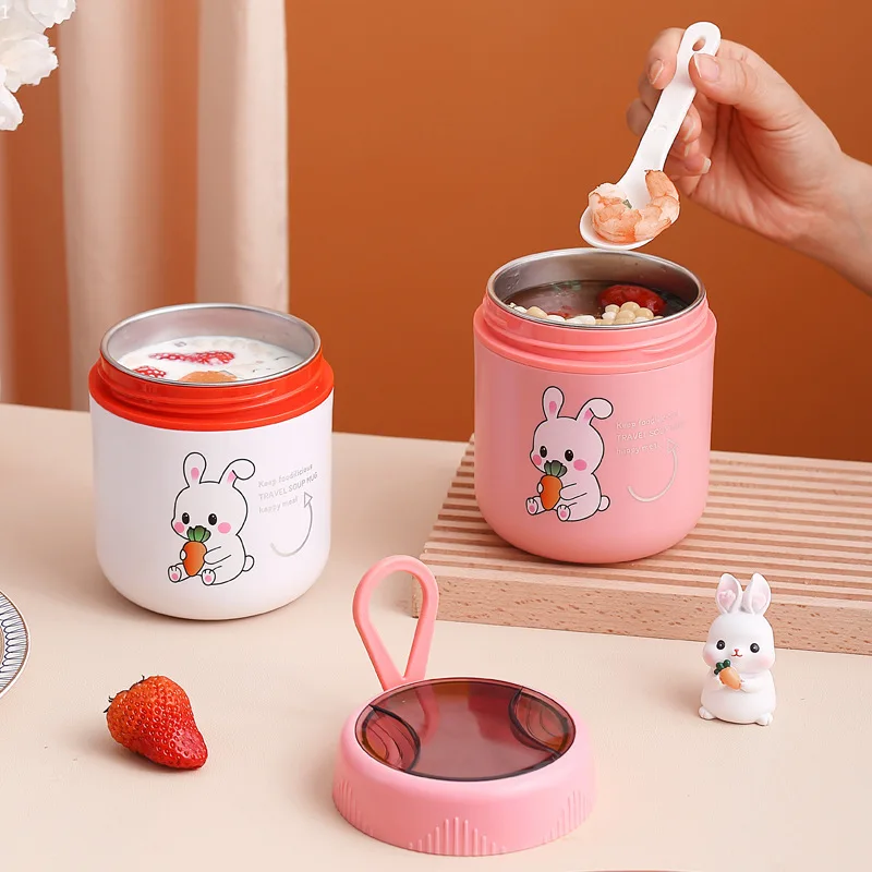 

Bento Box Cute Breakfast Cup Stainless Steel Insulated Portable Sealing Leak Proof Food Storage Containers Kids Lunch Box