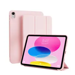 Premium Magnetic Flip Smart Cover with Soft Silicone Shell (Pink)