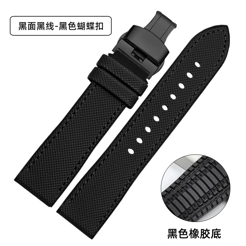 thumbnail image 1 of Correa de reloj de silicona suave para hombre, correa de reloj de nailon y caucho fluorado de 20, 22, 23 y 24 mm para Tudor, Breitling, Citizen, Tissot, 1 of 5
