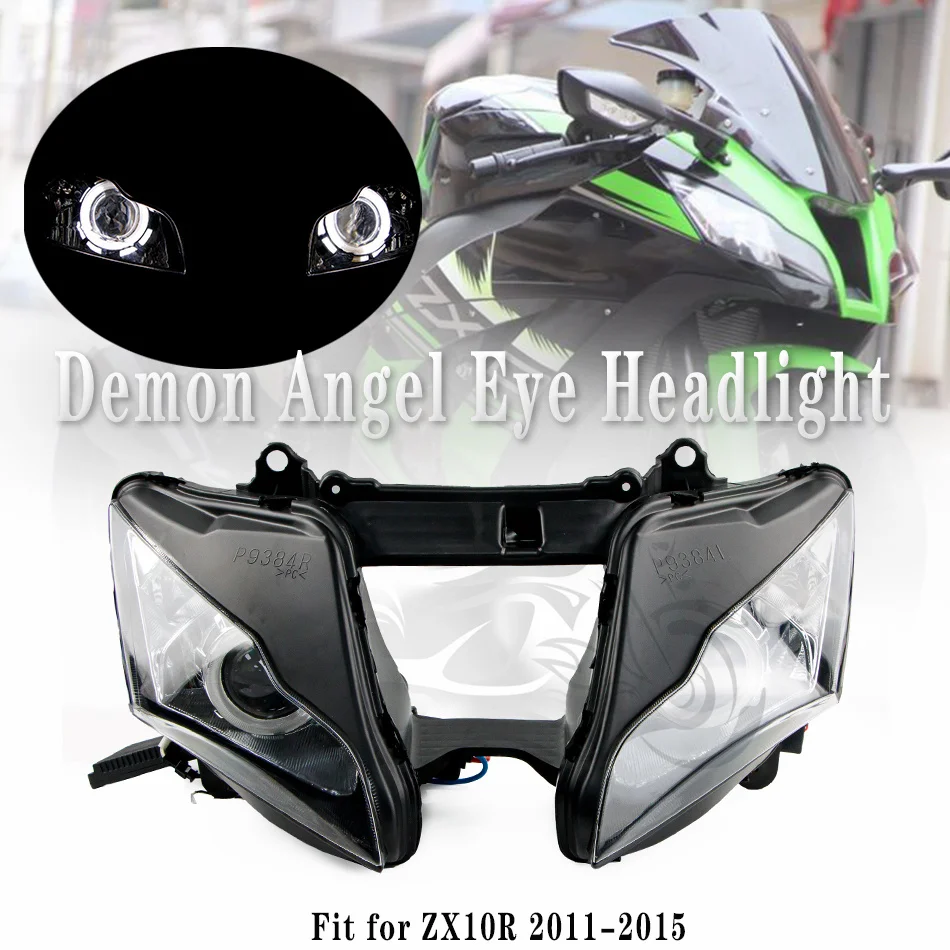 Fit For 2011 2015 Kawasaki Ninja Zx10r Zx10r Motorcycle Headlight Demon Angel Eye Hid