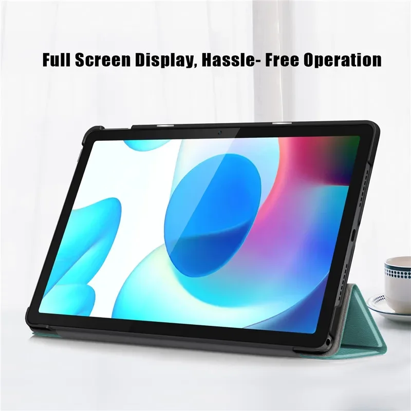 Tablet Case For Realme Pad Mini 10.4 inch PU Leather Tri-Folding Stand Magnetic Protective Cover