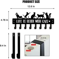 Black Cat Over The Door Hooks Hanger, 8 Hooks Decor Towel Coat Rack Organizer coat rack wall mount towel rack Iron Art 2