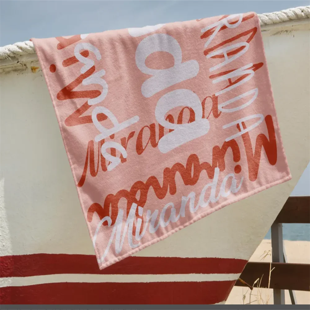 Personalized Beach Towel with Name, Oversized Monogram Pool Towels For Kids/Adult, Bachelorette Party Towel Gift, Birthday Vacat