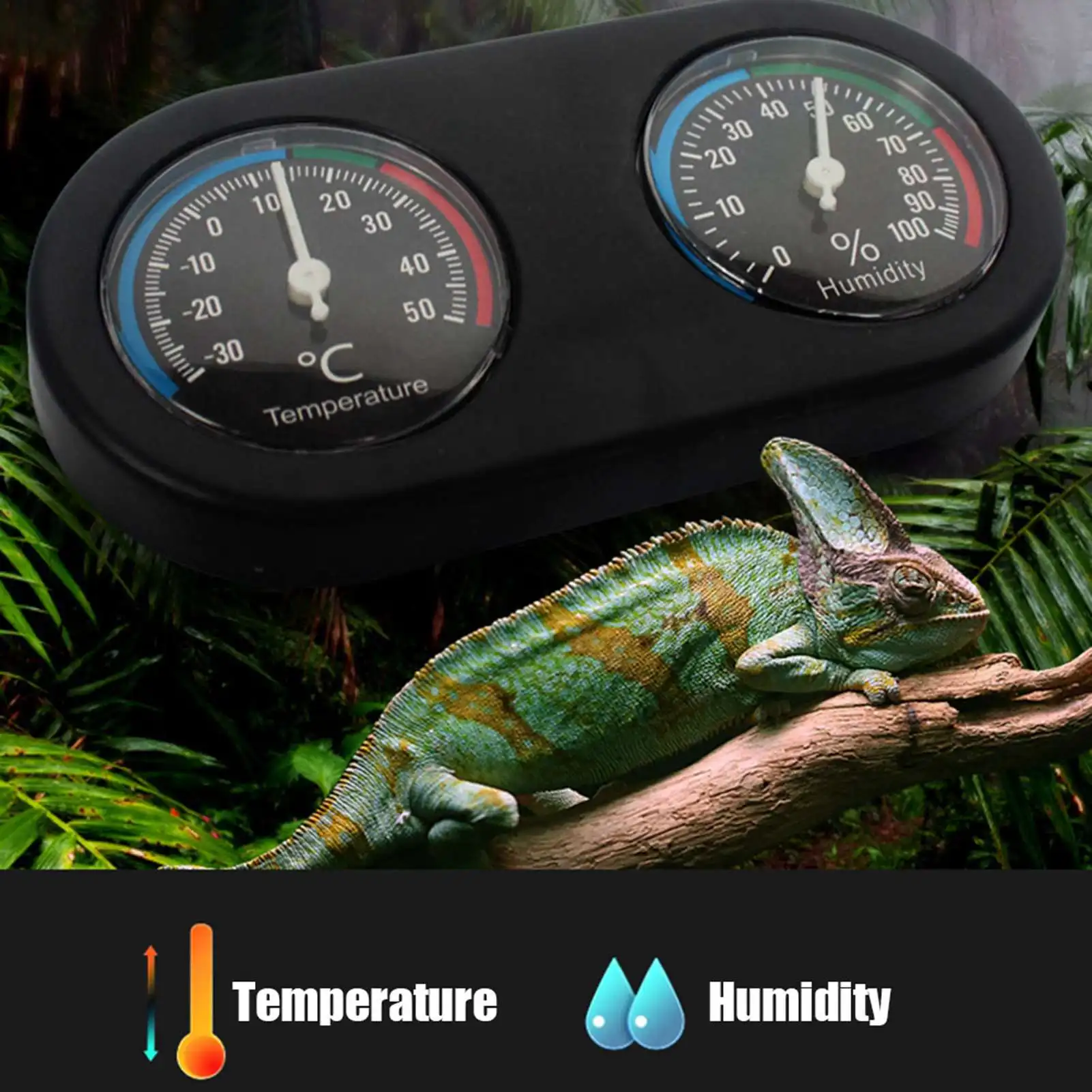 Hygrothermograph Reptile Hygrometer Mini Analog Temperature Humidity Meter Round Shape Thermometer Hygrometer for Reptile 3