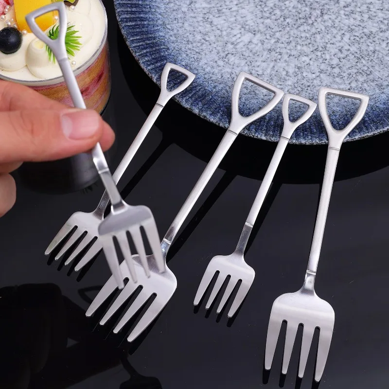 Stainless Steel Forks And Spoon Creative Shovel Spoon Dessert Fork Ice Cream Scoops Multi-Purpose Kitchen Tableware Cutlery Set