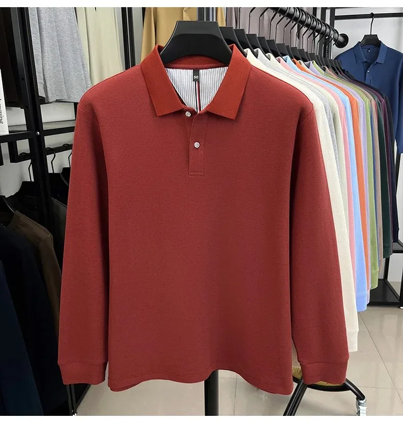 Men’s solid color autumn polo shirt for everyday fashion