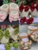 Dollbling Lace Surface Baby Girls Infant Newborn Princess Shoes First Walkers Sparkly Glitter Soft Bow Buckle Toddler Shoes 5