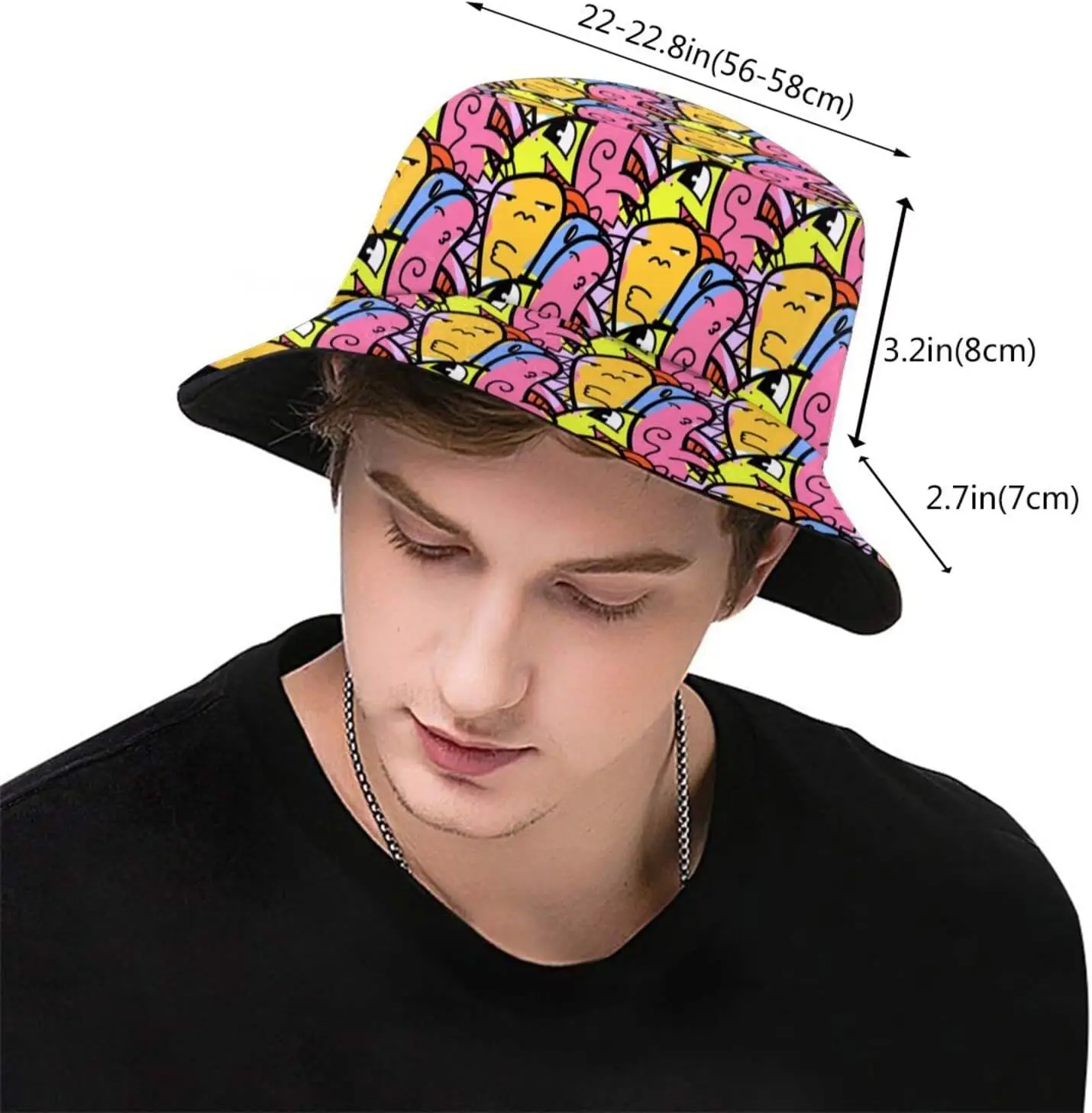 Cute Funny Cartoon Doodle Animals Bucket Hat Sun Protection Packable Funny Sun Hat Unisex Outdoor Travel for Women Men