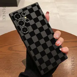 Elegant Black Plaid Silicone Phone Case - Minimalist Design for Note 20Ultra (Black DQMYSZB43)