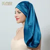 Birdtree 60cm 6A 100%Real Silk Bonnet Women Elastic Wide Edge Long Hair Hat Sleeping Hats Silk Wrap Night Hair Care Cap A41104QC 4