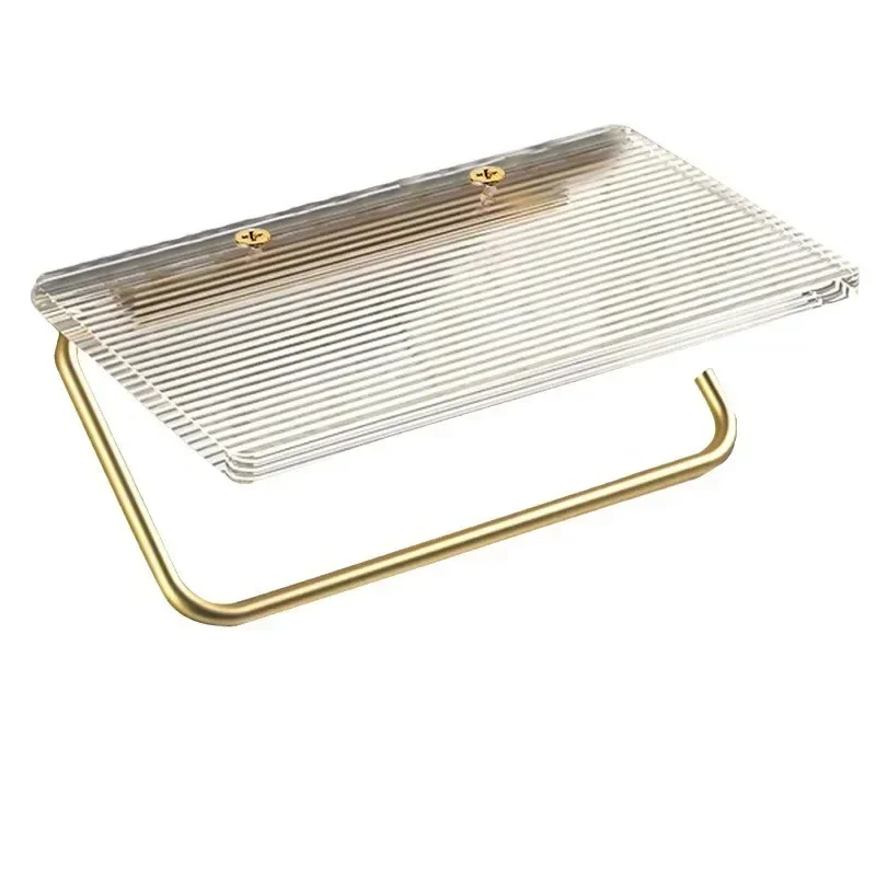 Luxury Gold Toilet Paper Holder with Shelf No Punching Acrylic Roll Paper Holder Tissue Hanger Bathroom Accessories Bathroom 6