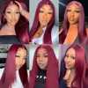 13x6 Red Straight HD Lace Front Wig Pre-Plucked Glueless Long Straight 99j Burgundy Synthetic Lace Front Wigs For Black Women 5