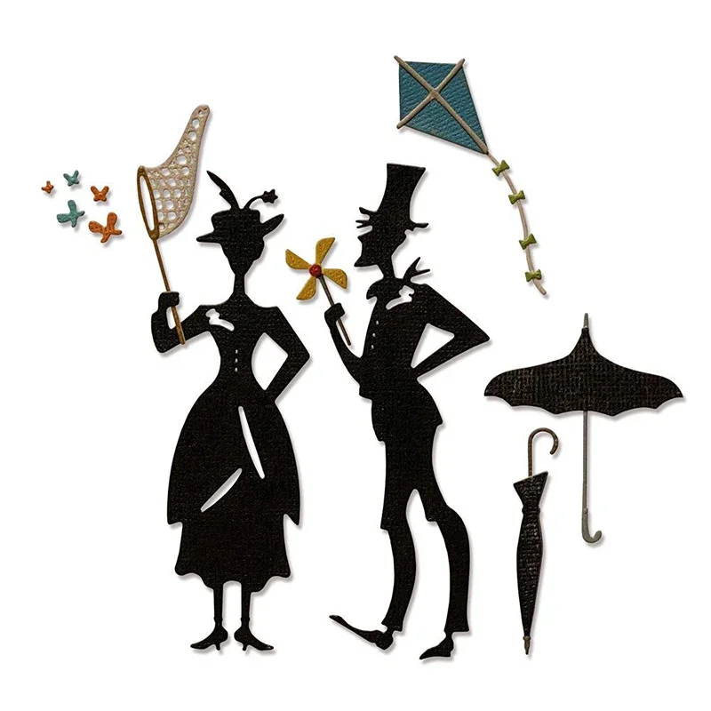 2023 New Lady Gentlemen Metal Cutting Dies Ombrelli E Kite Park Fustellato Scrapbooking Per Fai Da Te Creazione Di Carte Senza Set Di Francobolli