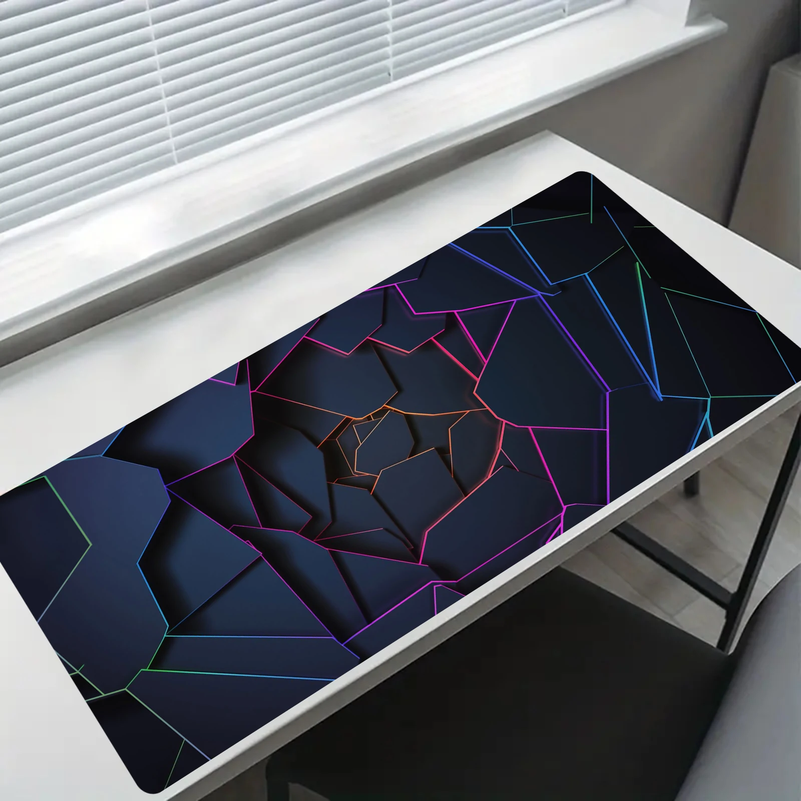 Cool Geometric Light Mouse Pad Desk Pad Extended Mouse Mat Large Big Computer Keyboard Desk Mat Desk Pad with Non-Slip Base and 5