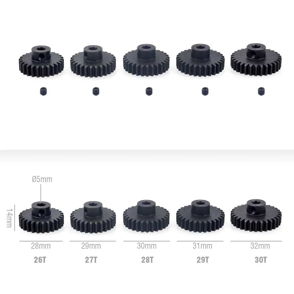 Durable Black Steel Metal Pinion Motor Gear Set - Multi-Tooth Options