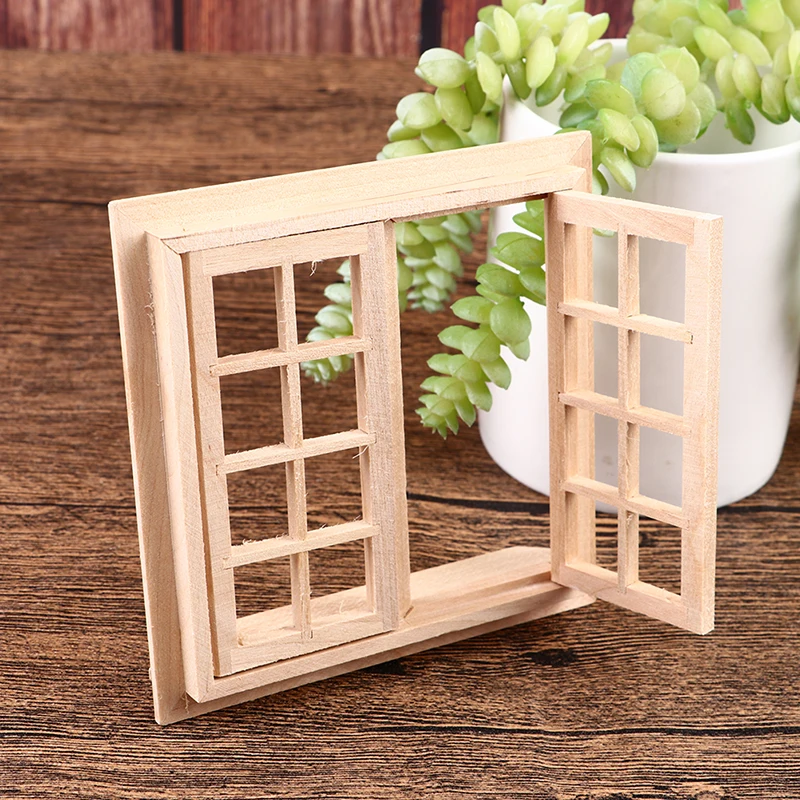 1/12 Dollhouse Miniature Blank Wood Window Frame Doll House Accessories Pretend Play Toy For Doll House Furniture Miniatures