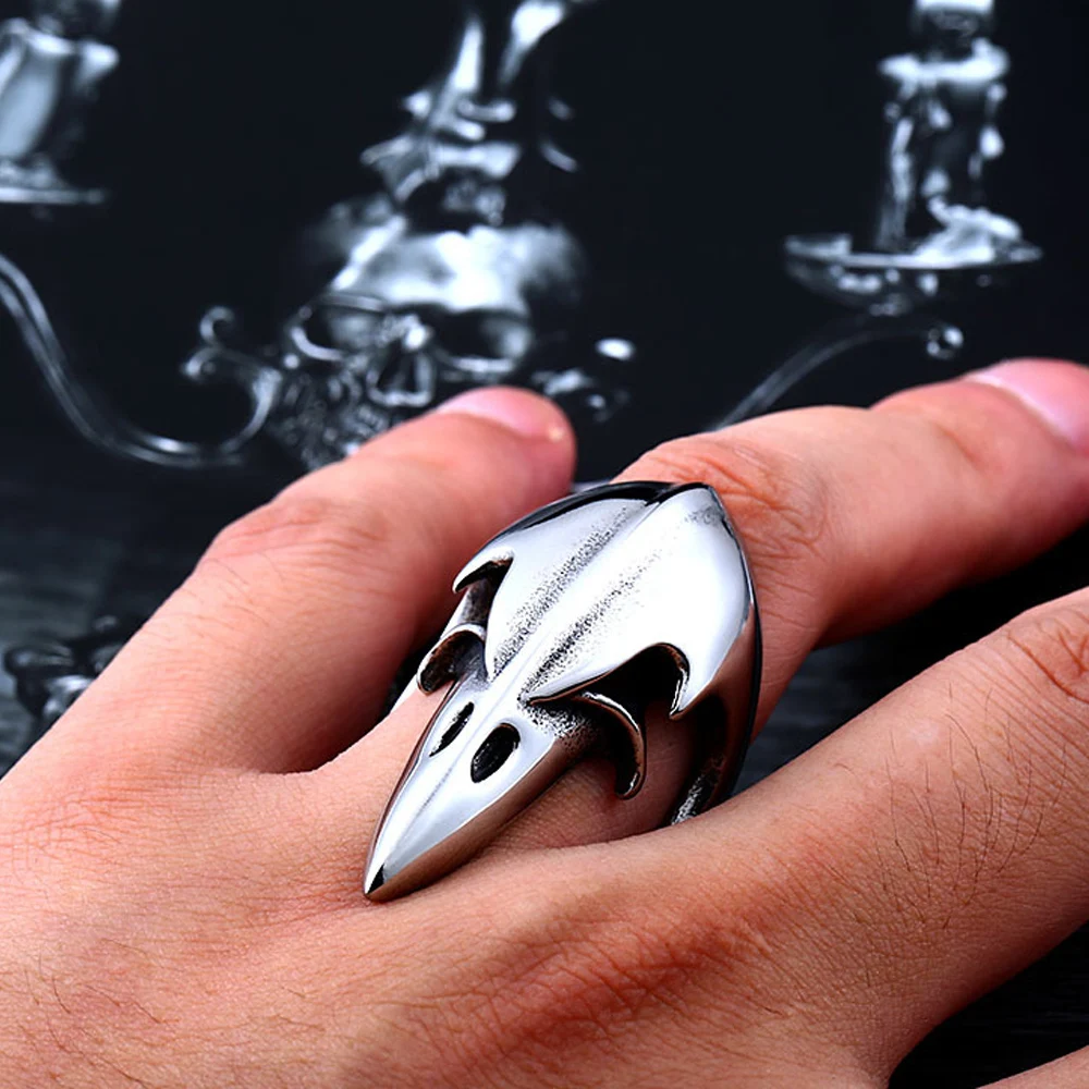 Vintage Odin Crow Skull Ring Men Biker Nordic Acciaio Inossidabile Viking Ring Fashion Amuleto Ravens Gioielli Regalo All'Ingrosso