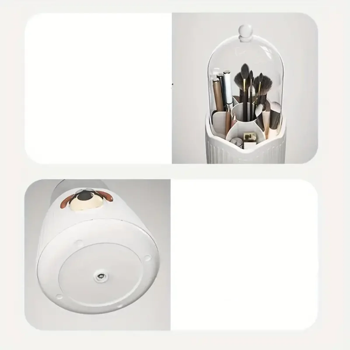 Dog Decor Makeup Brush Storage Bucketdegree Rotating Storage BucketTransparent Visual Storage BoxLarge-capacity Makeup Brush 6