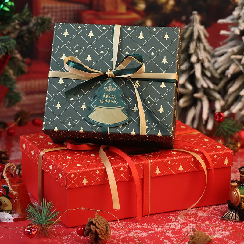 

Christmas Gift Box with Lid Luxury Gift Box Durable Paper Box with Ribbon Decorative Gift Box for Presents