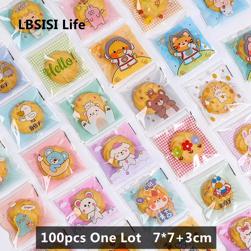 Plastic Self Adhesive Bags LBSISI Life 7x7 + 3cm Self Adhesive Bag Nougat Wedding Candy Cookie Packaging OPP Jewelry Gift Poly Small Plastic Soap Bags 100pcs