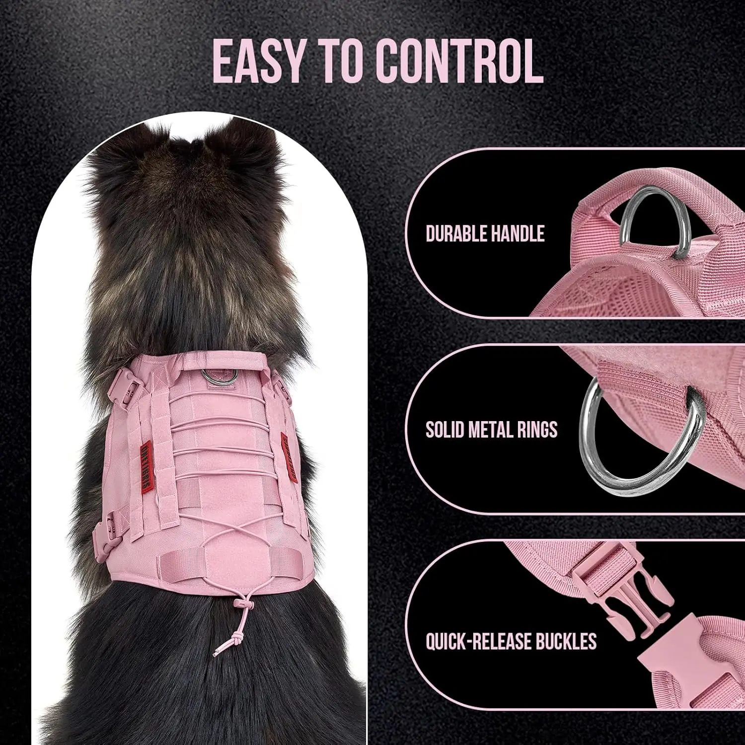 Dog wearing adjustable harness vest