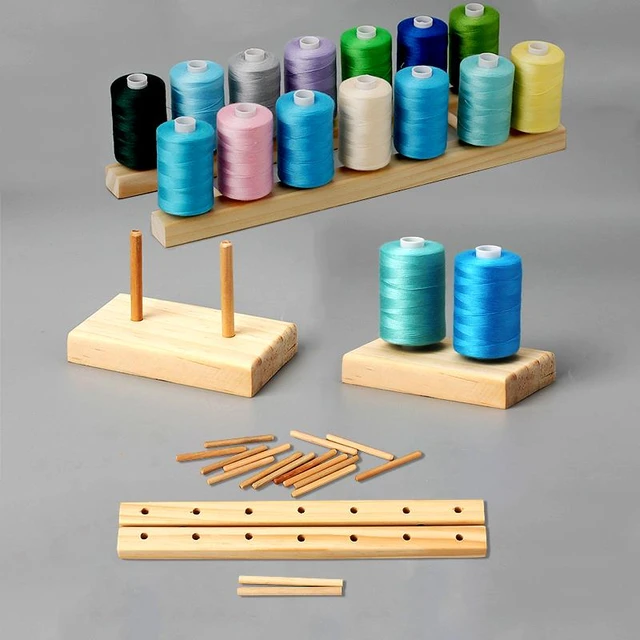 Wall Mounted 54-Spool Sewing Thread Rack Holder Wooden Organizer for  Embroidery