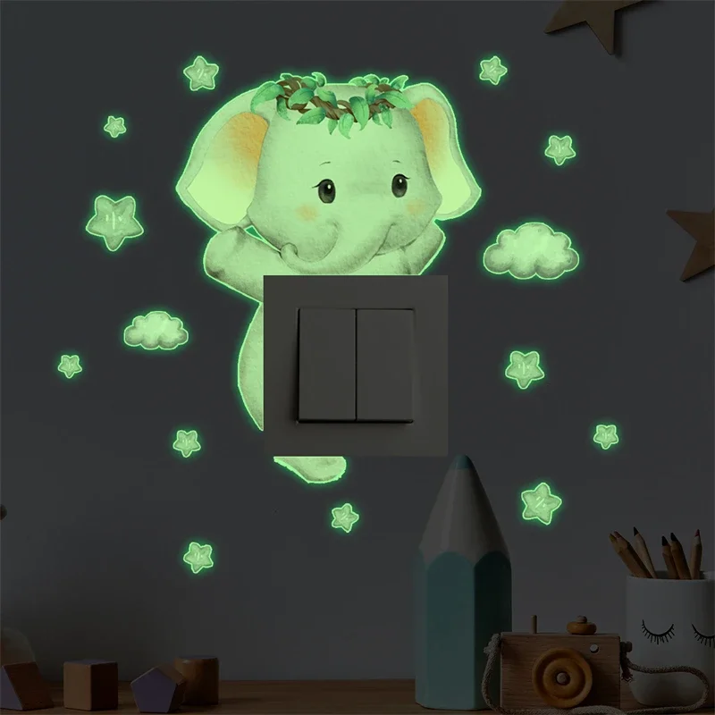 Luminous Giraffe Bear Elephant Star Switch Sticker Kid Baby Bedroom Decoration Self-adhesive Home Decor Wallpaper Wall Decals luminous wall stickers wall stickers vinyl decal stickers