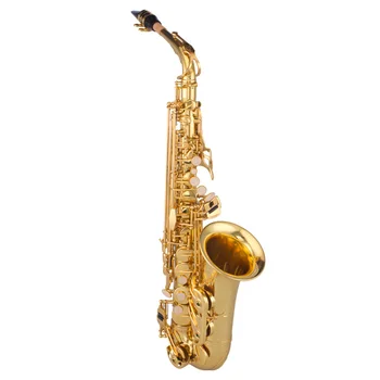 Professional Chinese Alto Saxophone with Eb Tone and Brass Body Gold Lacquered Surface